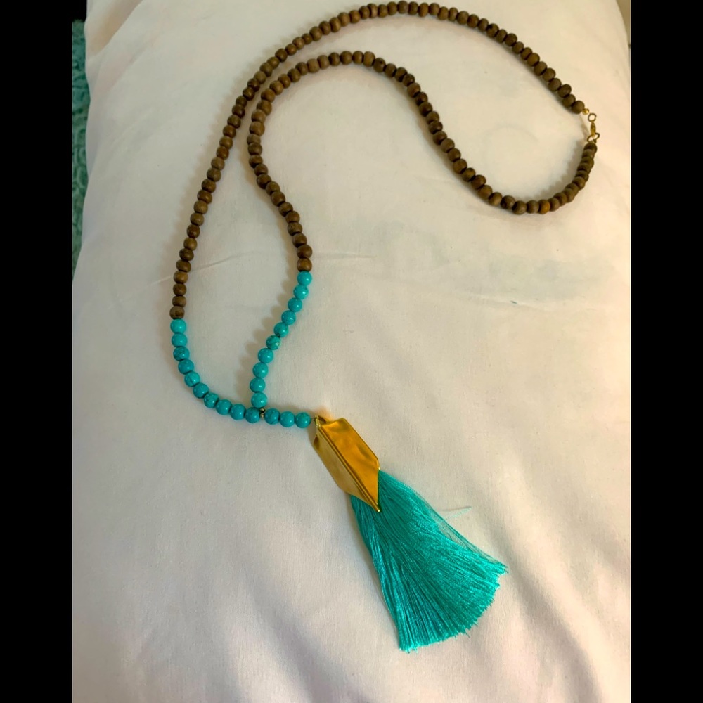 Turquoise Tassel Necklace.
